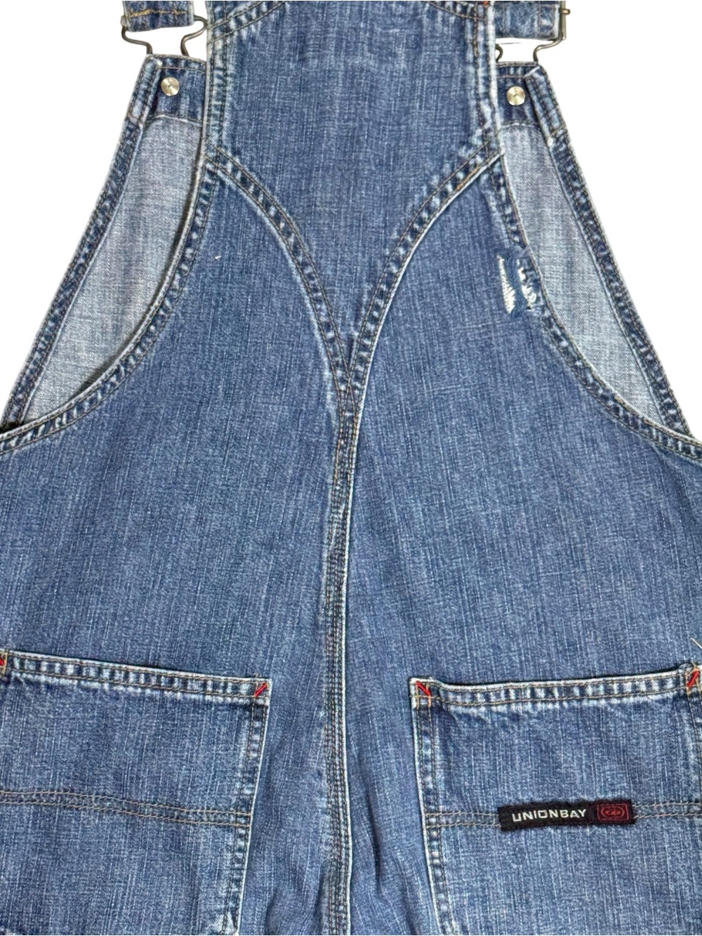 Vintage 90s UNIONBAY Denim Overalls Carpenter Baggy Y2K Grunge Blue Fits Small - Picture 7 of 7